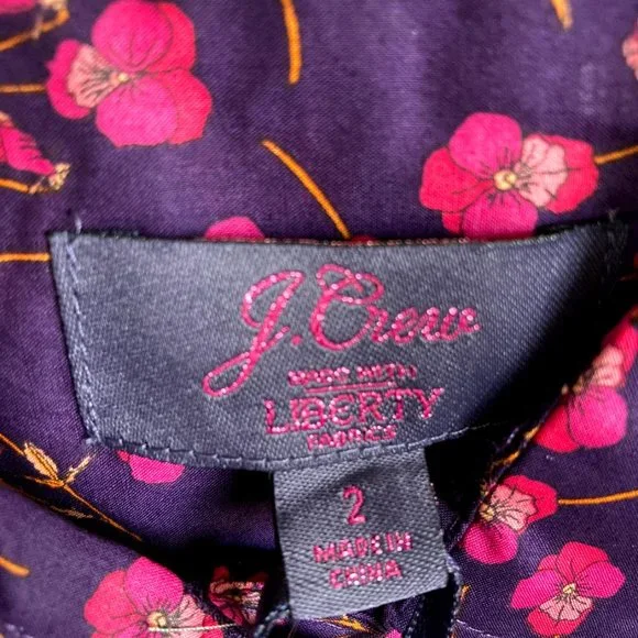NEW J Crew Liberty Mixed Floral Perfect Shirt Eggplant Purple NWT 2 4 - Picture 7 of 11